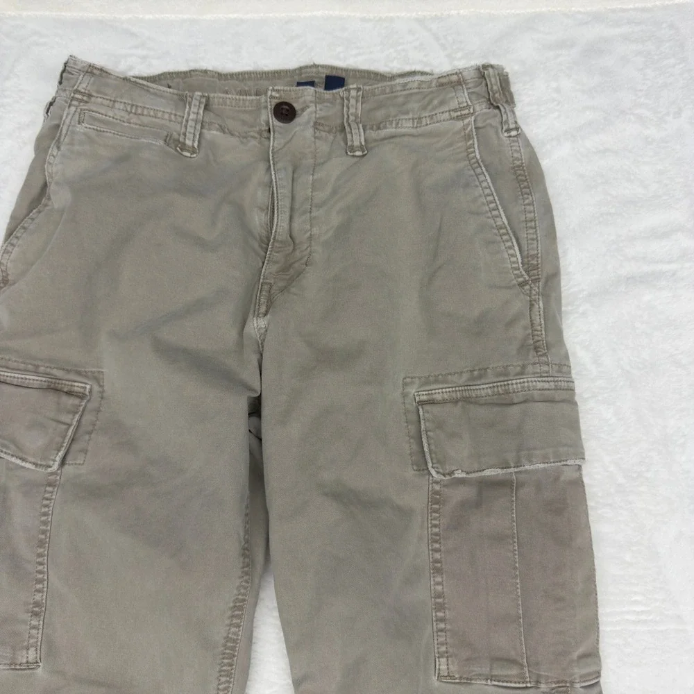 American Eagle Cargo Pants Mens 29x34 Khaki Cotton Distressed Y2k Grunge